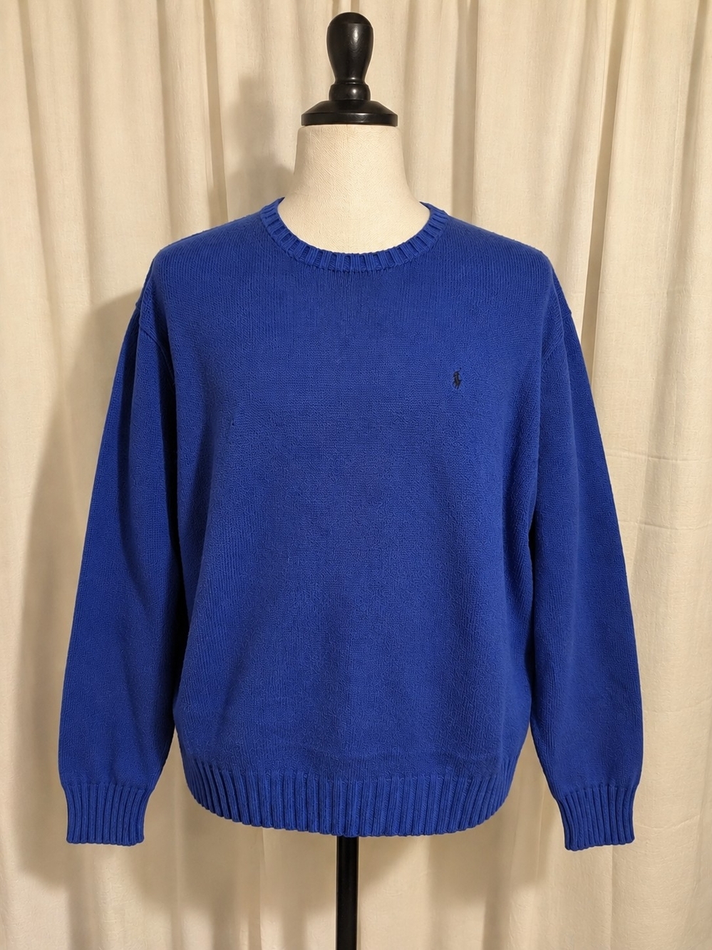 Polo Ralph Lauren Men's 100% Cotton Blue Crewneck Knit Sweater XXL